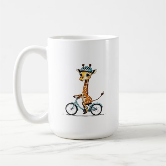 Mug Giraffe Riding a Bicycle - Crayon à main (Gauche)