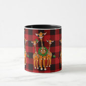 Mug Giraffes de vacances, tartan rouge, couronnes sain (Centre)