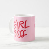 Mug Girl Boss Bold Typography Red & Pink Feminine (Devant gauche)