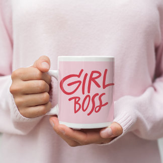 Mug Girl Boss Bold Typography Red & Pink Feminine