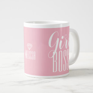 Mug Girl Boss Nom personnalisé Diamond Pink