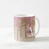 Mug Girl Gold Parties scintillant rose Nom du monogram (Devant droit)