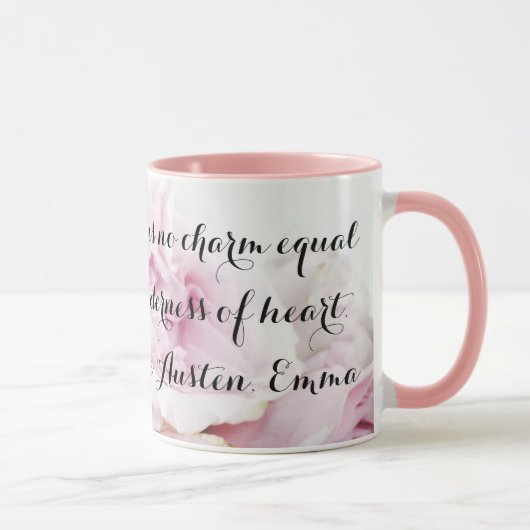 Mug Girl Jane Austen Emma Citation de livre Rose Rose  (Droite)