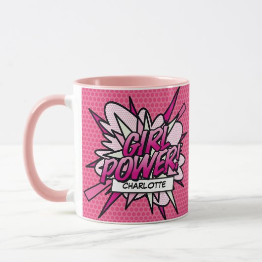 Mug GIRL POWER Nom Fun Retro Comic Book Pop Art (Gauche)