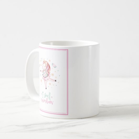 Mug Girl Unicorn rose Ballerina | J'Ods Rainbows (Devant gauche)