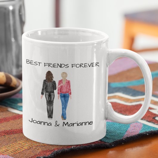 Mug Girlfriend Best Friends Brunette Blonde Watercolor