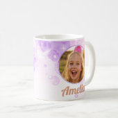 Mug Girls Purple Bubbles Photo Name Birthday (Devant droit)