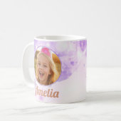 Mug Girls Purple Bubbles Photo Name Birthday (Devant gauche)