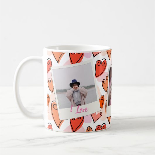 Mug Girly Orange Hearts mignon Romantique Saint-Valent (Gauche)