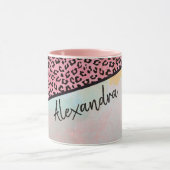 Mug Girly Pink Leopard Aquarelle Ajouter un nom (Centre)