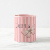 Mug Girly Pink Stripes Butterfly (Centre)