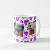 Mug Girly Purple Hearts mignon Romantique Valentine Ph (Devant droit)