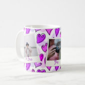 Mug Girly Purple Hearts mignon Romantique Valentine Ph (Devant gauche)