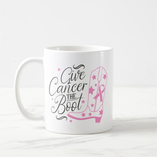 Mug Give Breast Cancer The Boot Pink Ribbon Awareness (Gauche)