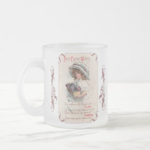 Mug givré de fille de Pâques vintage en bonnet
