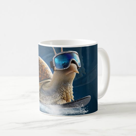 Mug Glacière que le reste, l'escargot de snowboard. (Devant droit)