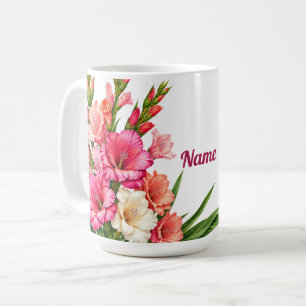 Mug Glaïeul fleur de naissance d'août personnalisé
