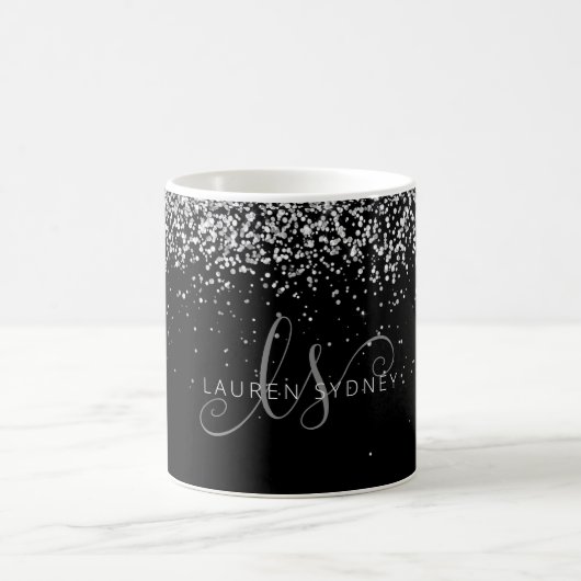 Mug Glam Black Silver Parties scintillant Monogramme N (Centre)
