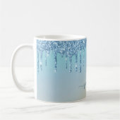 Mug Glam Blue Paillettes Elegant Monogramme (Gauche)