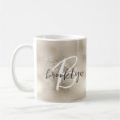 Mug Glam Champagne Or Monogramme Script Tendance (Gauche)