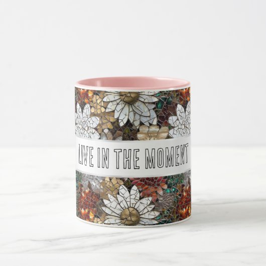 Mug Glam Champagne Or Rouge Fleurs blanches (Centre)