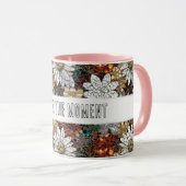 Mug Glam Champagne Or Rouge Fleurs blanches (Devant droit)