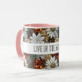 Mug Glam Champagne Or Rouge Fleurs blanches (Devant gauche)