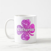 Mug Glam Girly Rose Pailleté Chanceux Trèfle Nom  (Gauche)