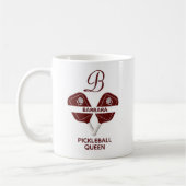 Mug Glam Glit Pickleball Queen Paddles Floral initial (Gauche)