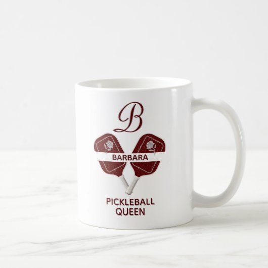 Mug Glam Glit Pickleball Queen Paddles Floral initial (Droite)
