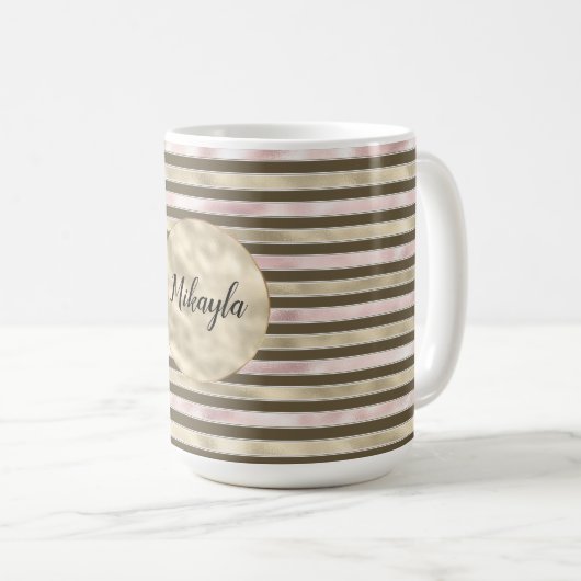 Mug Glam Gold Blush rose Brown rayures (Devant droit)