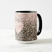 Mug Glam Gold Empreinte de léopard rose Parties scinti (Devant droit)