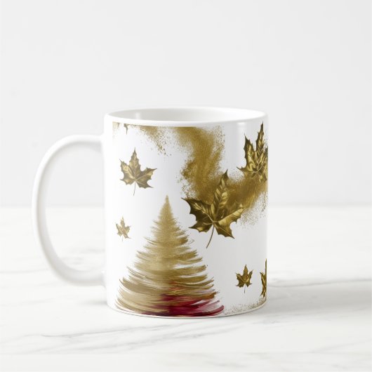 Mug Glam Gold Érables Abstrait Arbre de Noël (Gauche)