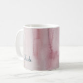 Mug Glam Moderne Blush Rose Bleu Or Personnalisé (Devant gauche)
