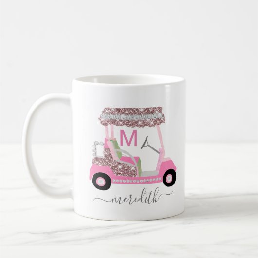 Mug Glam Nom Monogram Rose Gold Golf Panier (Gauche)