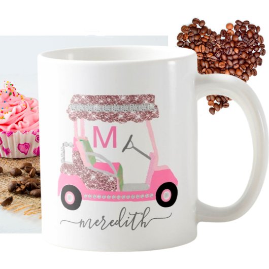 Mug Glam Nom Monogram Rose Gold Golf Panier