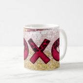 Mug Glam Parties scintillant Gold Red Luxe XOXO Valent (Devant droit)