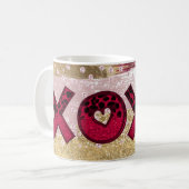 Mug Glam Parties scintillant Gold Red Luxe XOXO Valent (Devant gauche)