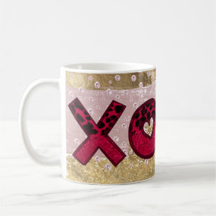 Mug Glam Parties scintillant Gold Red Luxe XOXO Valent