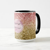 Mug Glam Pink Gold Parties scintillant Black Eyelashes (Devant droit)
