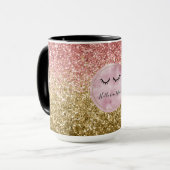 Mug Glam Pink Gold Parties scintillant Black Eyelashes (Devant gauche)