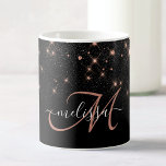 Mug Glam Rose Gold Parties scintillant Élégant Monogra<br><div class="desc">Créez votre propre tasse à café brillant en diamants noir et rose avec votre monogramme et votre nom personnalisés.</div>