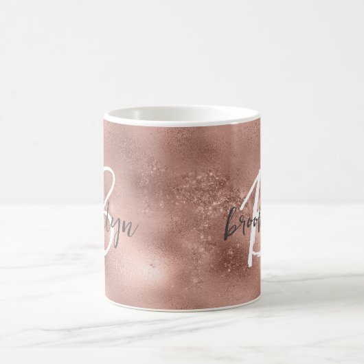 Mug Glam Rose Gold Trendy Script Monogramme (Centre)