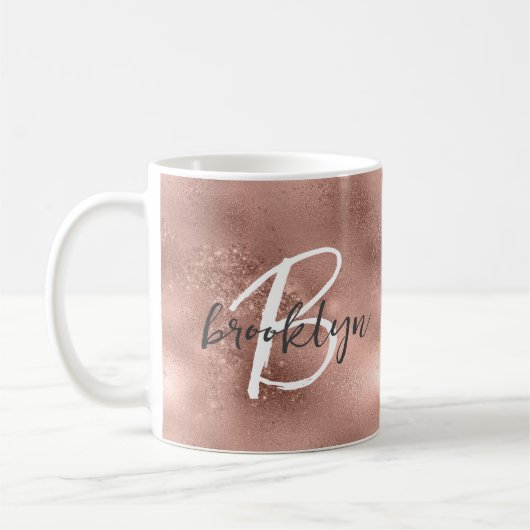 Mug Glam Rose Gold Trendy Script Monogramme (Gauche)