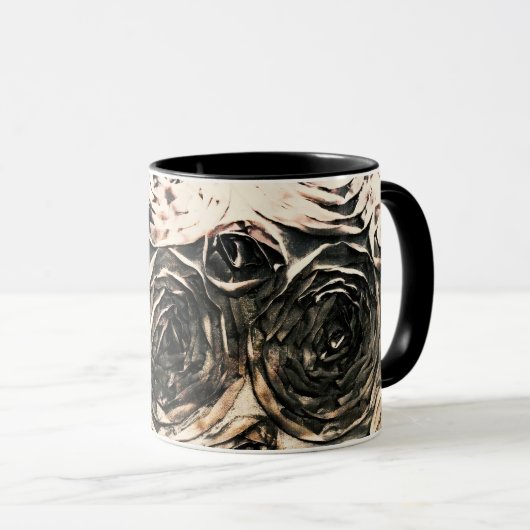 Mug Glamor Rose Bronze Or Rustique Floral Glam (Devant droit)