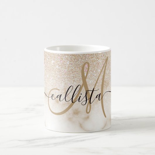 Mug Glamorous Gold White Glitter ombre (Centre)