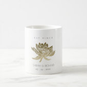 MUG GLAMOROUS PALE OR BLANC LOTUS ENREGISTRER LA DATE  (Centre)