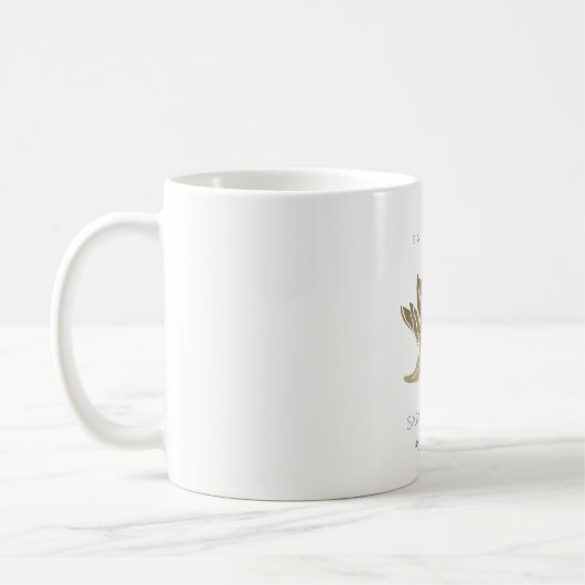 MUG GLAMOROUS PALE OR BLANC LOTUS ENREGISTRER LA DATE  (Gauche)