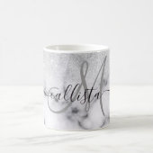 Mug Glamorous Silver White Glitter Marble Gradient (Centre)
