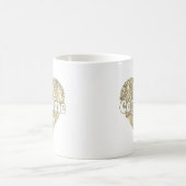 Mug Glamour Fille Dorée Paillettes Coeur Nom (Centre)